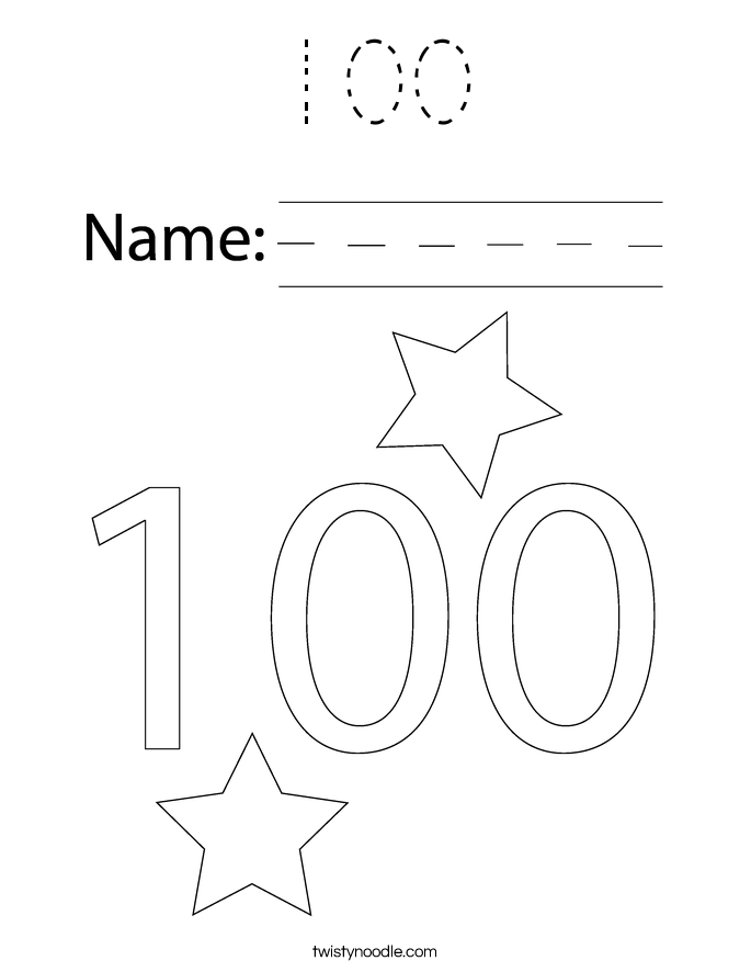 100 Coloring Page - Tracing