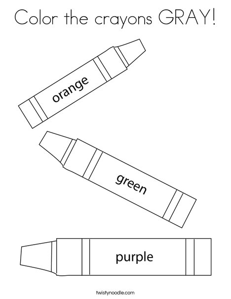 Color the crayons GRAY Coloring Page - Twisty Noodle Color the crayons GRAY Coloring Page - Twisty Noodle