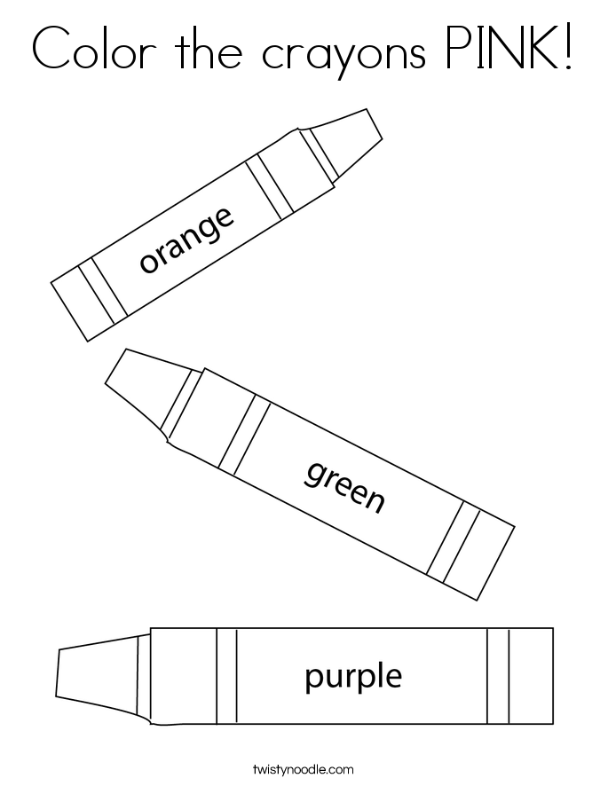 Color the crayons PINK Coloring Page - Twisty Noodle