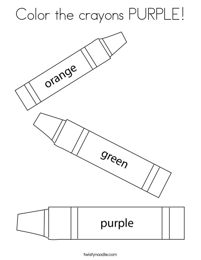 Color the crayons PURPLE Coloring Page - Twisty Noodle