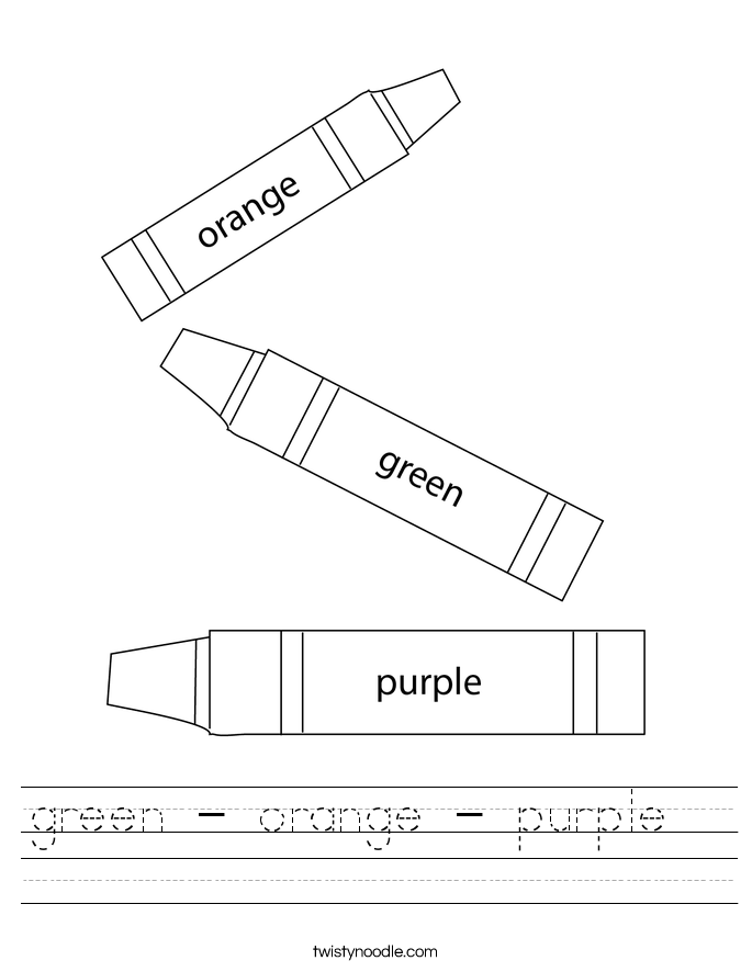 green - orange - purple Worksheet - Twisty Noodle