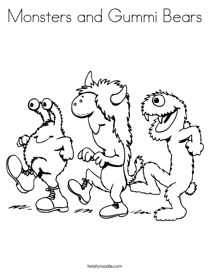 monsters and gummi bears coloring page