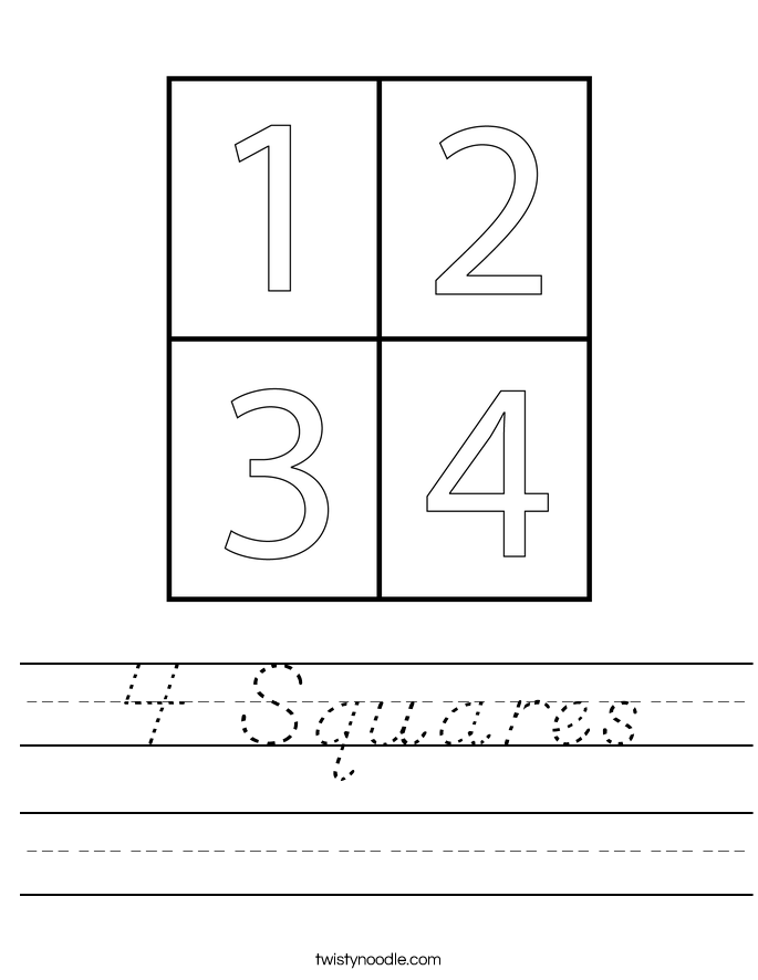 4 Squares Worksheet D Nealian Twisty Noodle 4 Squares Worksheet D Nealian Twisty Noodle