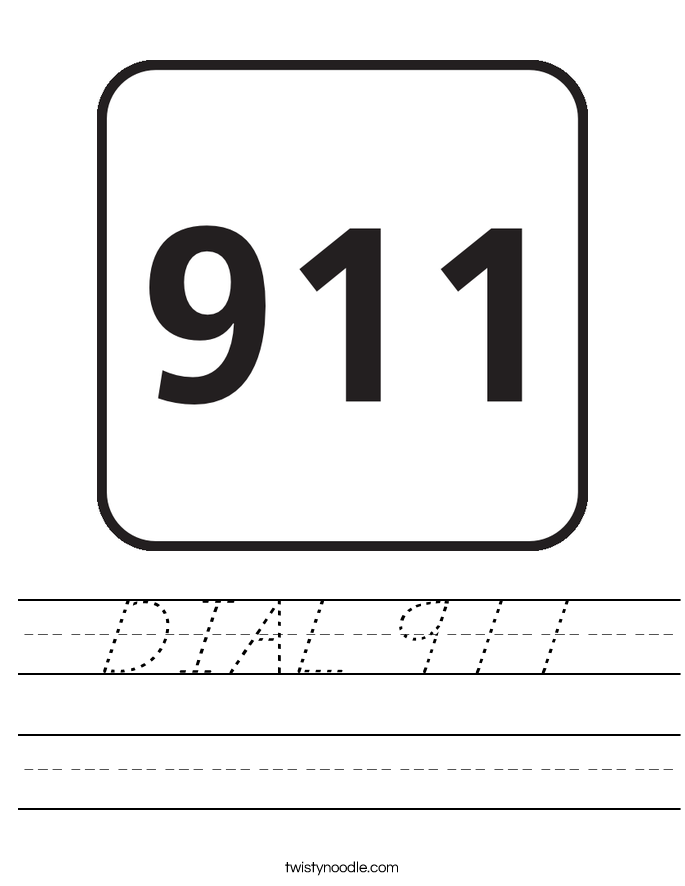 DIAL 911 Worksheet - D'Nealian - Twisty Noodle