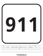 In an emergency dial 911 Handwriting Sheet