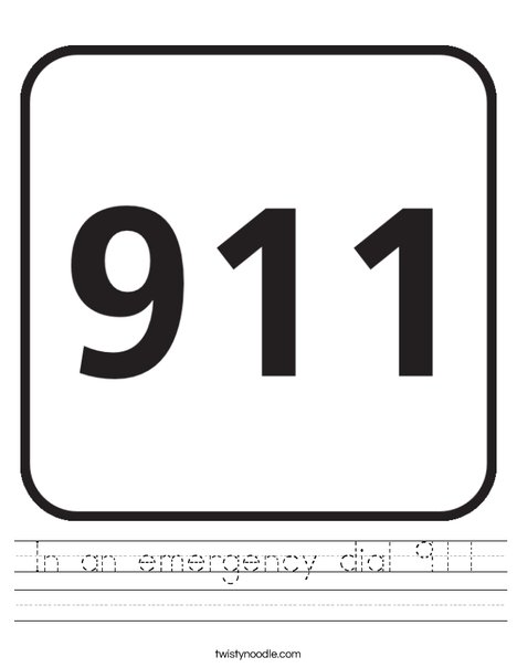 In an emergency dial 911 Worksheet - Twisty Noodle