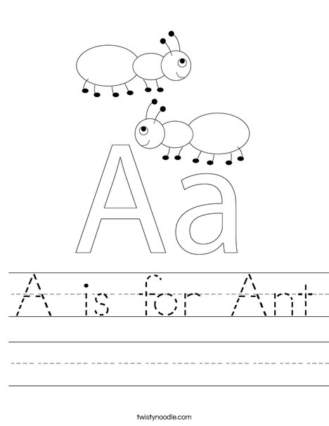 A is for Ant Worksheet - Twisty Noodle