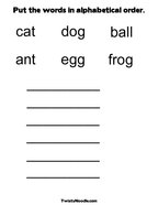 Put the words in alphabetical order Coloring Page
