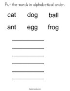 Put the words in alphabetical order Coloring Page