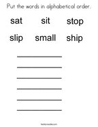 Put the words in alphabetical order Coloring Page