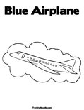 Blue Airplane Coloring Page