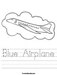 Blue Airplane Worksheet