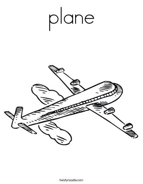plane Coloring Page - Twisty Noodle