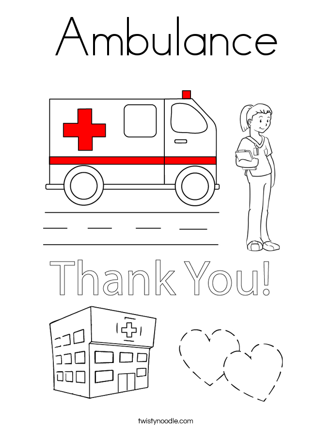 Ambulance Coloring Page - Twisty Noodle