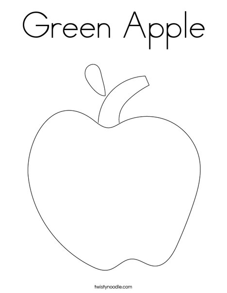 Green Apple Coloring Page - Twisty Noodle