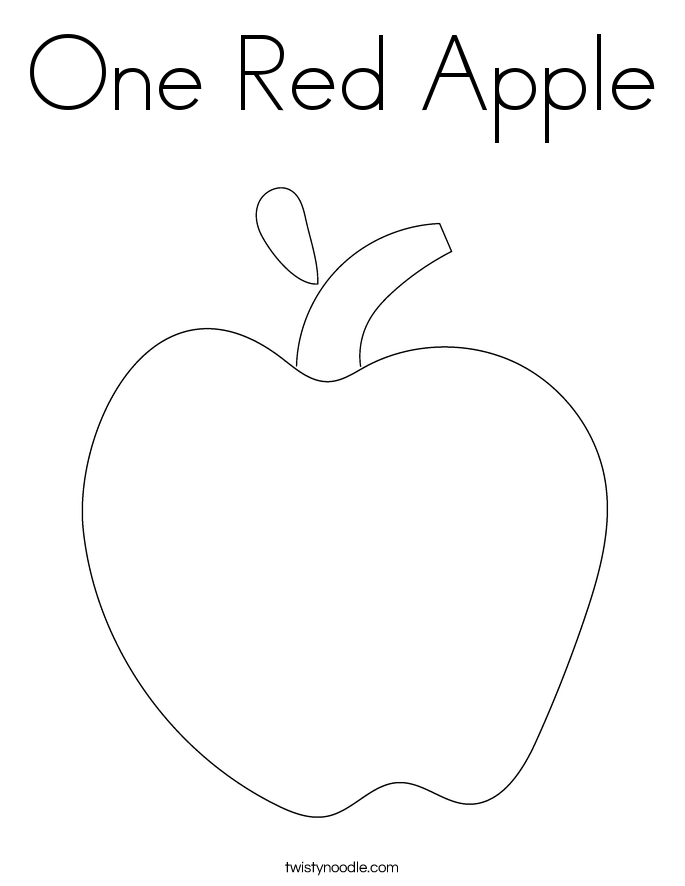 One Red Apple Coloring Page Twisty Noodle