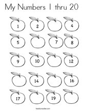My Numbers 1 thru 20  Coloring Page