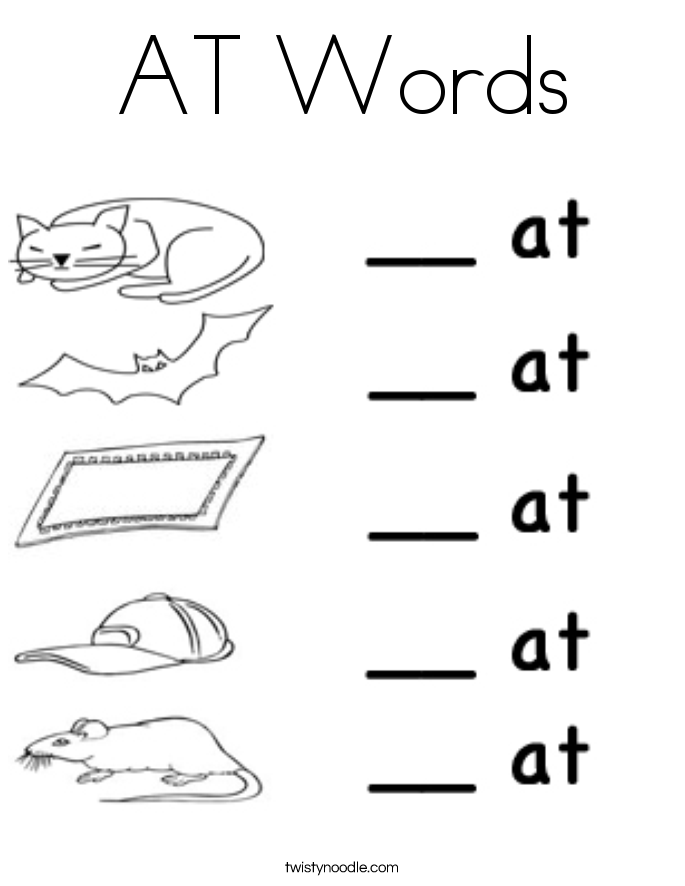 AT Words Coloring Page - Twisty Noodle