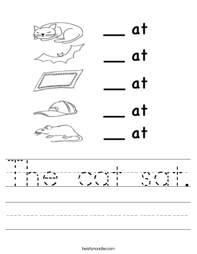 The cat sat Worksheet - Twisty Noodle