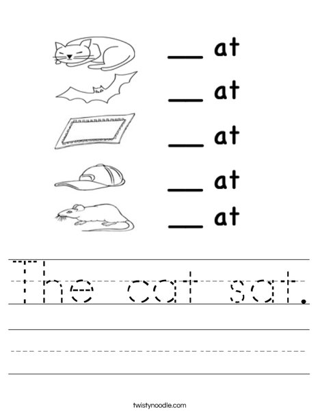 Worksheets Sat Worksheets the cat sat worksheet twisty noodle at words worksheet