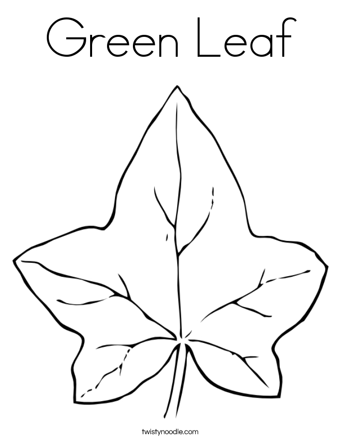 Green Leaf Coloring Page - Twisty Noodle