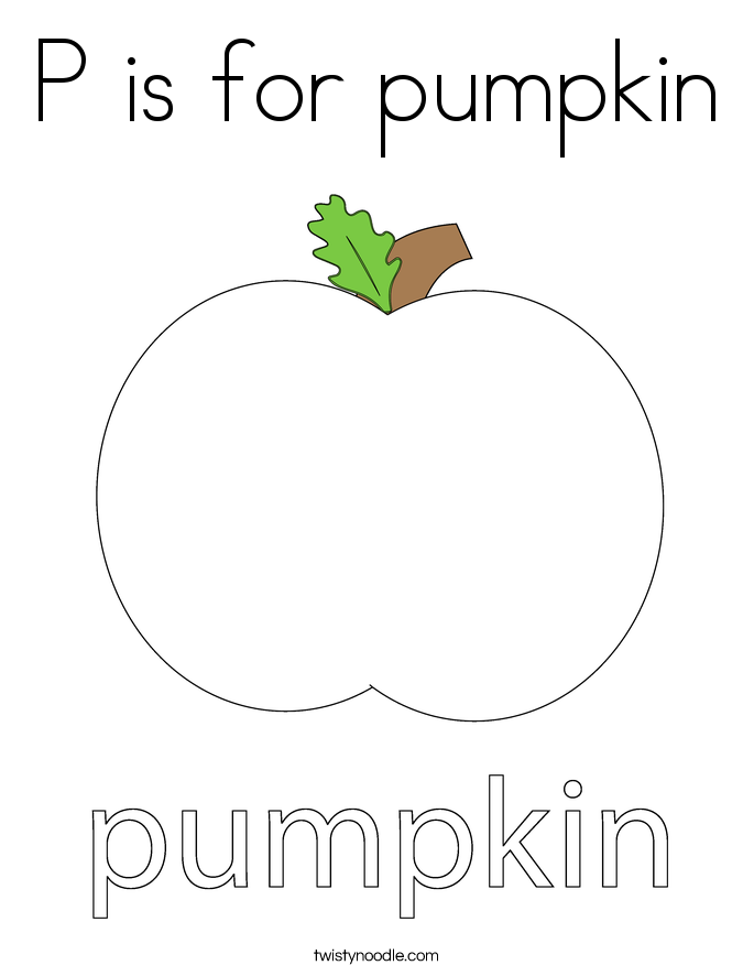 P is for pumpkin Coloring Page Twisty Noodle