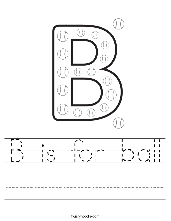 Worksheets Letter B Worksheets letter b worksheets twisty noodle is for ball handwriting sheet