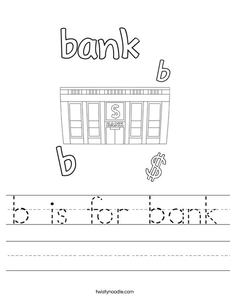 B Is For Bank Worksheet - Twisty Noodle