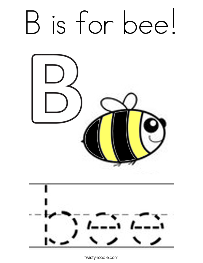 B is for bee Coloring Page Twisty Noodle