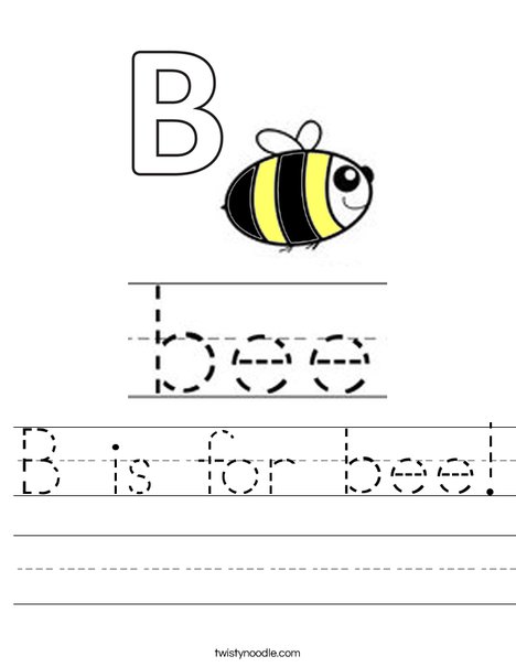 B Is For Bee Worksheet - Twisty Noodle