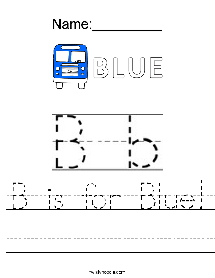 Letter B Worksheets Twisty Noodle B Is For Blue Handwriting Sheet