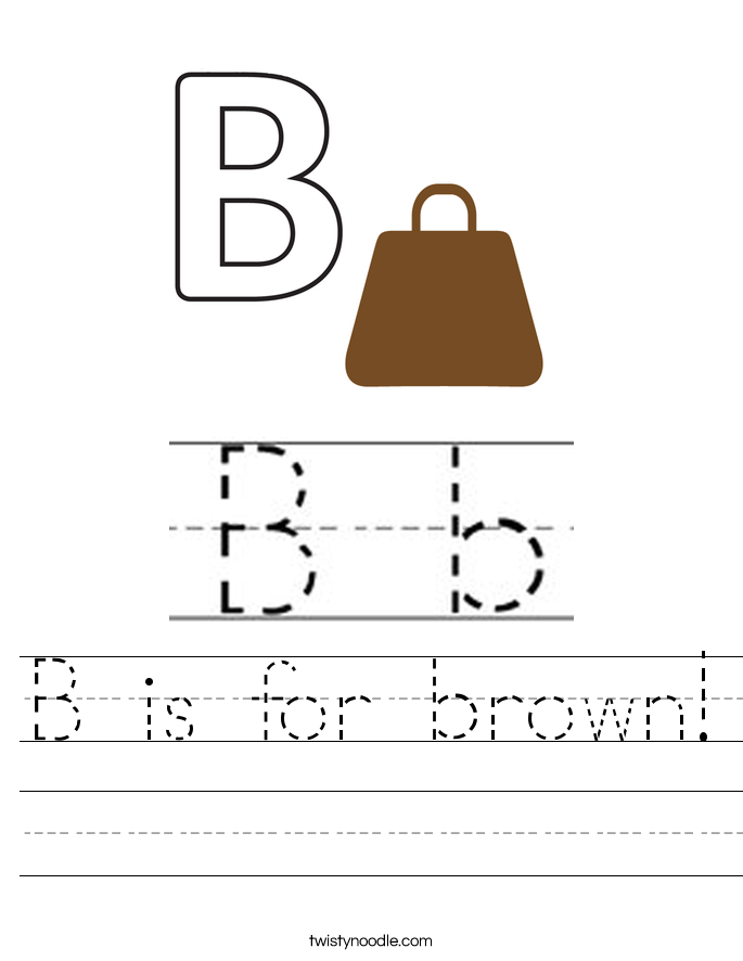 Color Worksheets Twisty Noodle B Is For Brown Handwriting Sheet