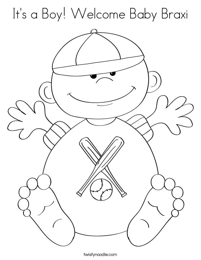 It's a Boy Welcome Baby Braxi Coloring Page - Twisty Noodle