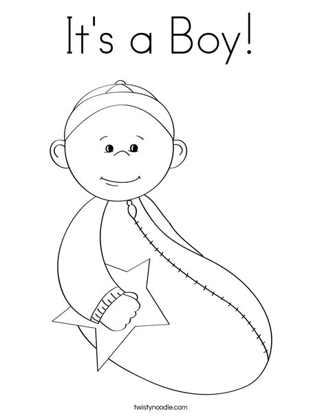 It's a Boy Coloring Page - Twisty Noodle