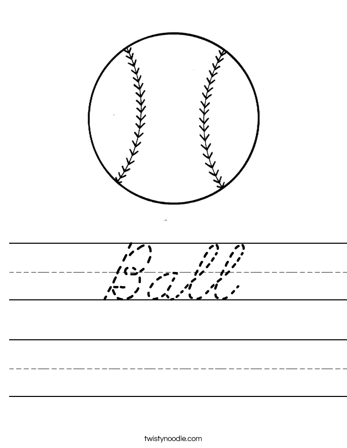 Ball Worksheet - Cursive - Twisty Noodle