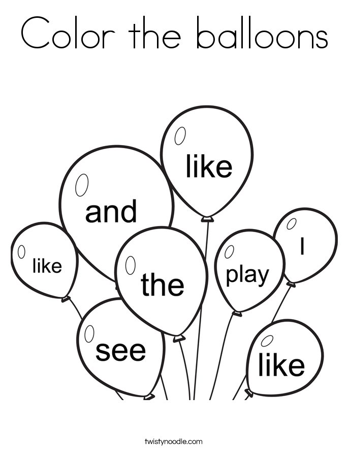 Color the balloons Coloring Page - Twisty Noodle