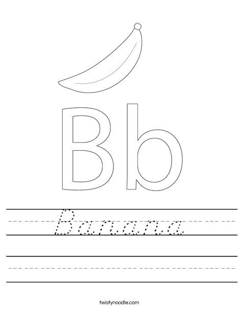 Banana Worksheet - D'Nealian - Twisty Noodle