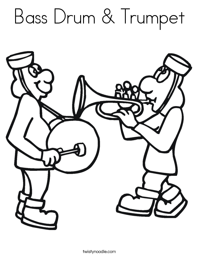 bass drum trumpet coloring page