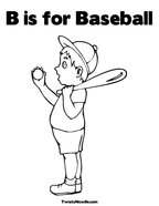 B is for Baseball Coloring Page