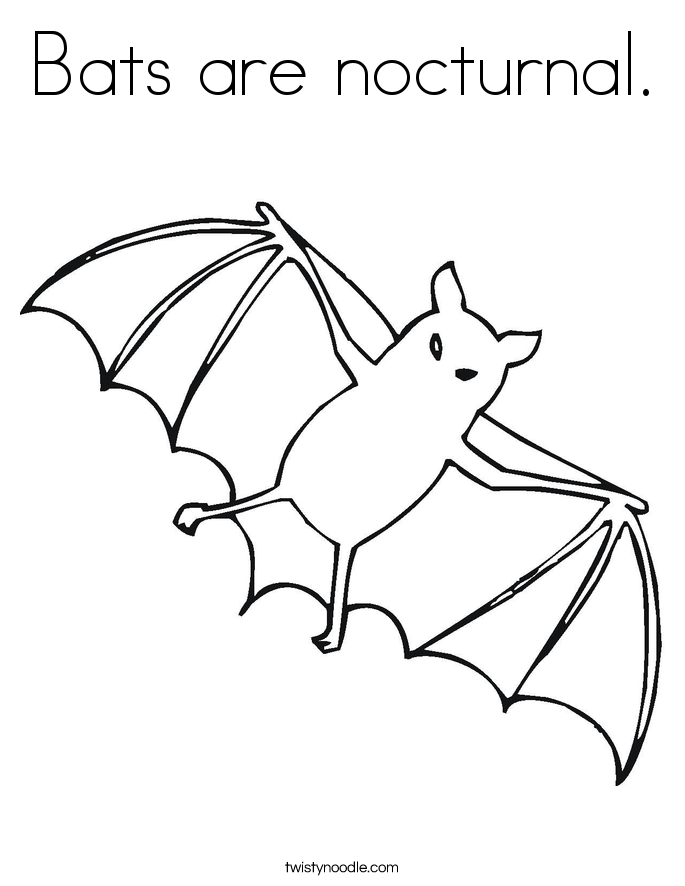 Bats are nocturnal Coloring Page Twisty Noodle