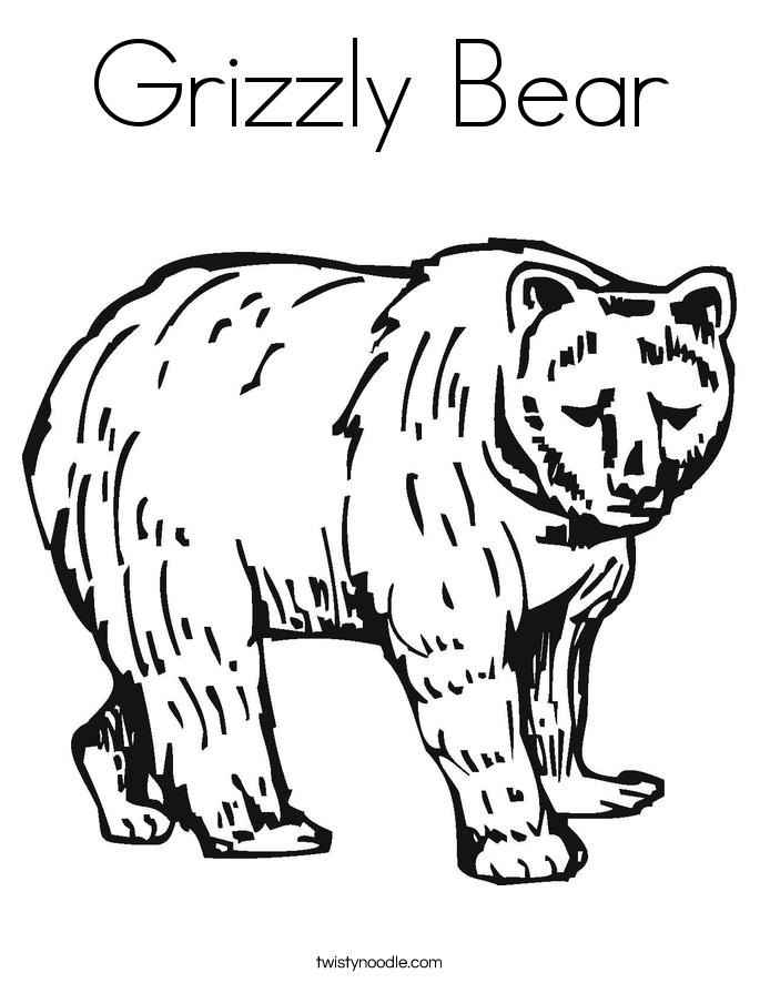 Grizzly Bear Coloring Page - Twisty Noodle