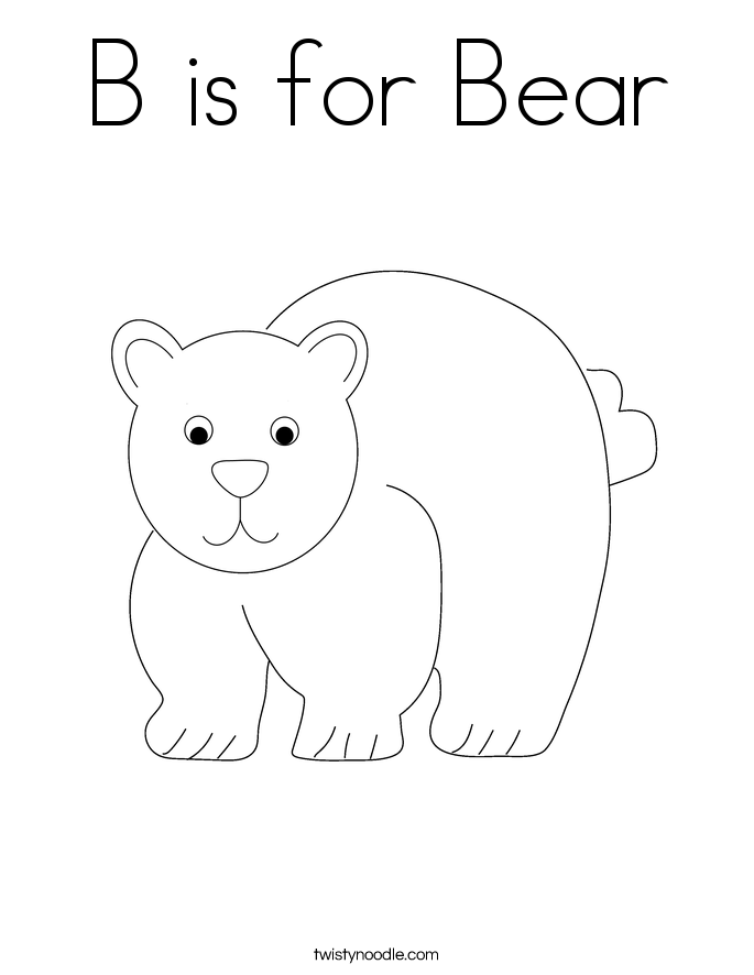 B Is For Bear Coloring Page - Twisty Noodle