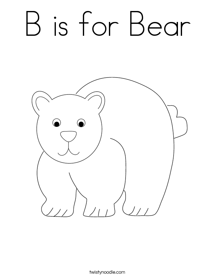 B is for Bear Coloring Page - Twisty Noodle