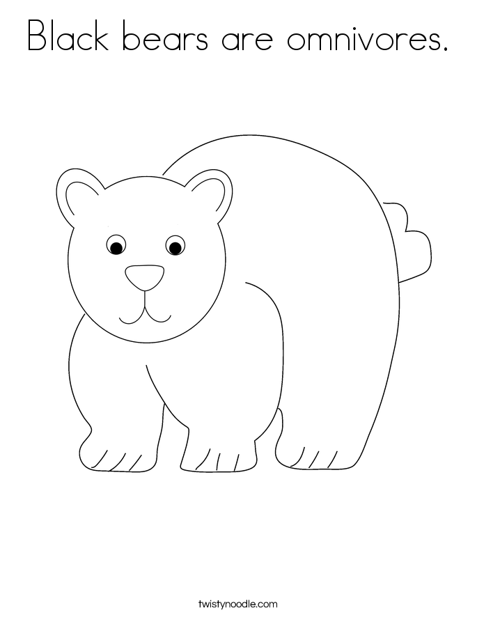 Black bears are omnivores Coloring Page Twisty Noodle