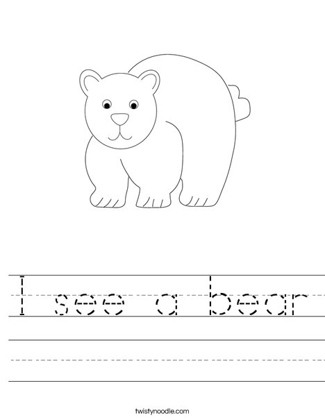 I See A Bear Worksheet - Twisty Noodle