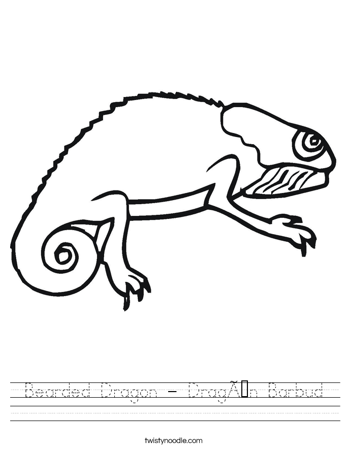 Bearded Dragon Barbud Worksheet Twisty Noodle Coloring Pages