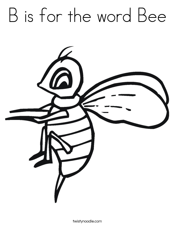 b is for the word bee coloring page