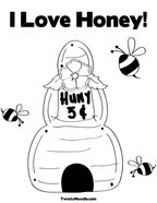 I Love Honey Coloring Page