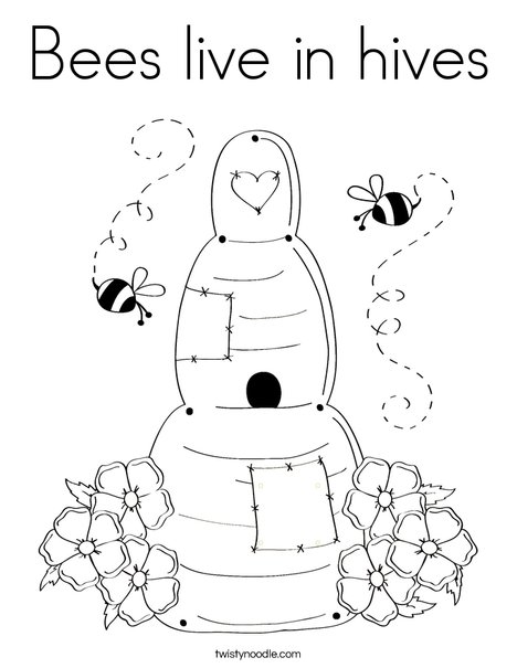 Bees live in hives Coloring Page - Twisty Noodle
