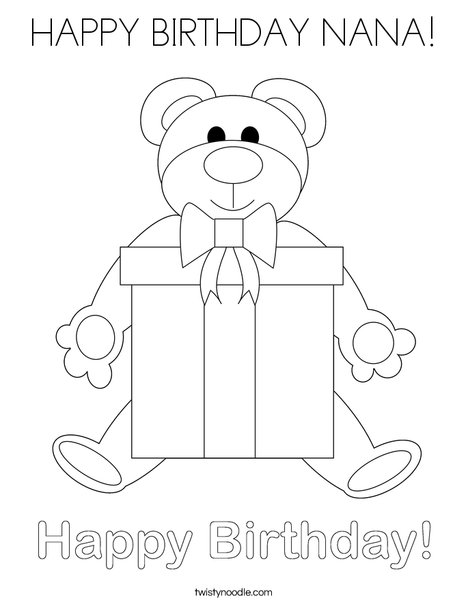 HAPPY BIRTHDAY NANA Coloring Page - Twisty Noodle